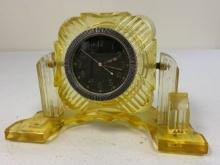 USSR TANK CLOCK INSTALLED IN ART DECO STYLE PLASTIC DISPLAY STAND