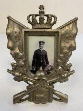 ANTIQUE IMPERIAL GERMAN MILITARY SERVICE MEMORIAL FRAMED PICTURE