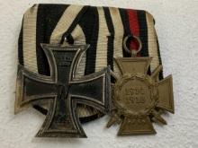 WWI IMPERIAL GERMANY PARADE DRESS MOUNT MEDAL BAR WITH IRON CROSS