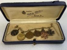 IMPERIAL GERMANY MINIATURE CHAINED GROUP MEDALS WITH ORIGINAL BOX