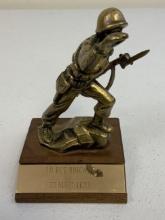 US MILITARY ACCADEMY VIETNAM WAR ERA AWARD TROPHY 1969