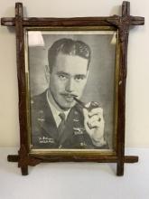 VINTAGE WWII US AIR FORCE PILOT FRAMED PICTURE