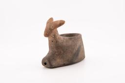 A 3-1/4" Mississippian Period, Zoomorphic Deer Pipe.