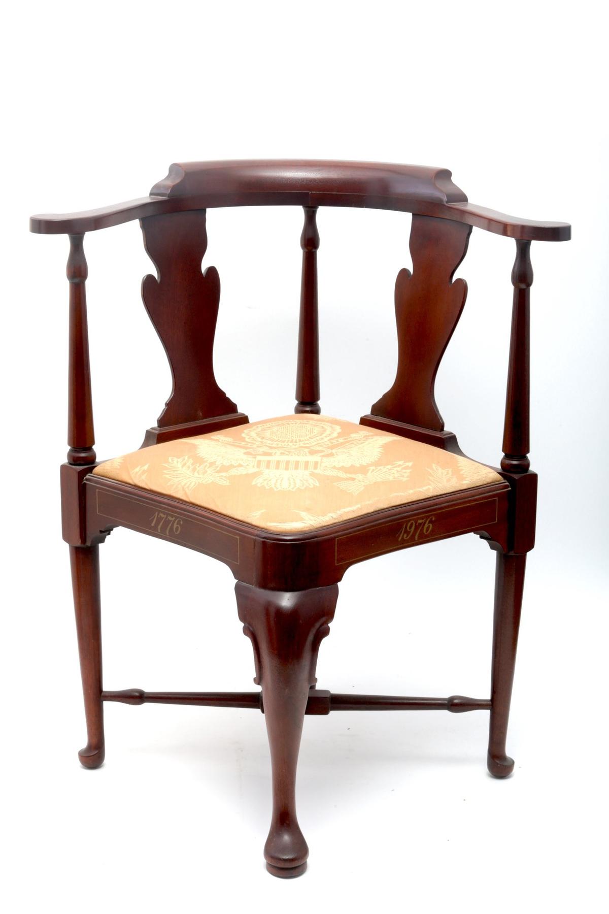 Cherrywood Corner/sword Back Chair-Bicentennial Markings