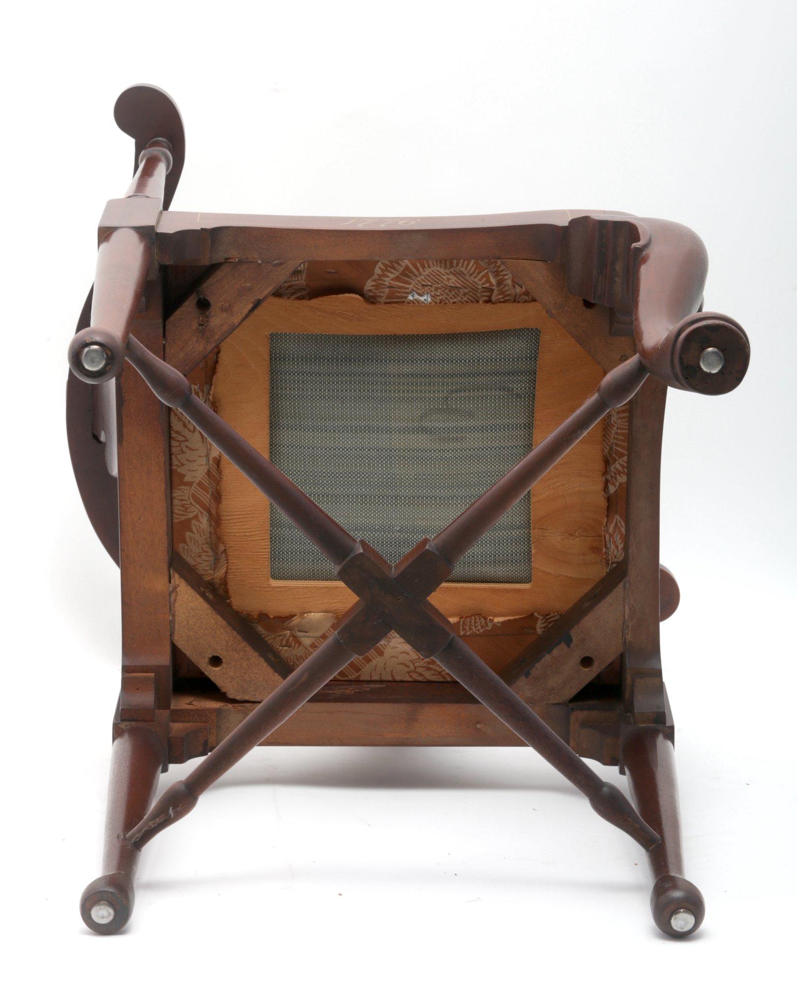 Cherrywood Corner/sword Back Chair-Bicentennial Markings