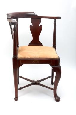 Cherrywood Corner/sword Back Chair-Bicentennial Markings