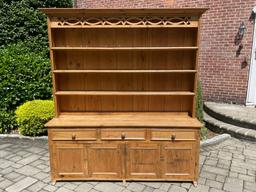 19th Century English Pine Welsh Step Back Cupboard Dresser