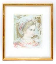 Framed Edna Hibel "Child Of Italy" Pencil Signed Edition 112/420