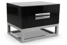 Andrew Martin Black Lacquer  Chrome Bed Side Table