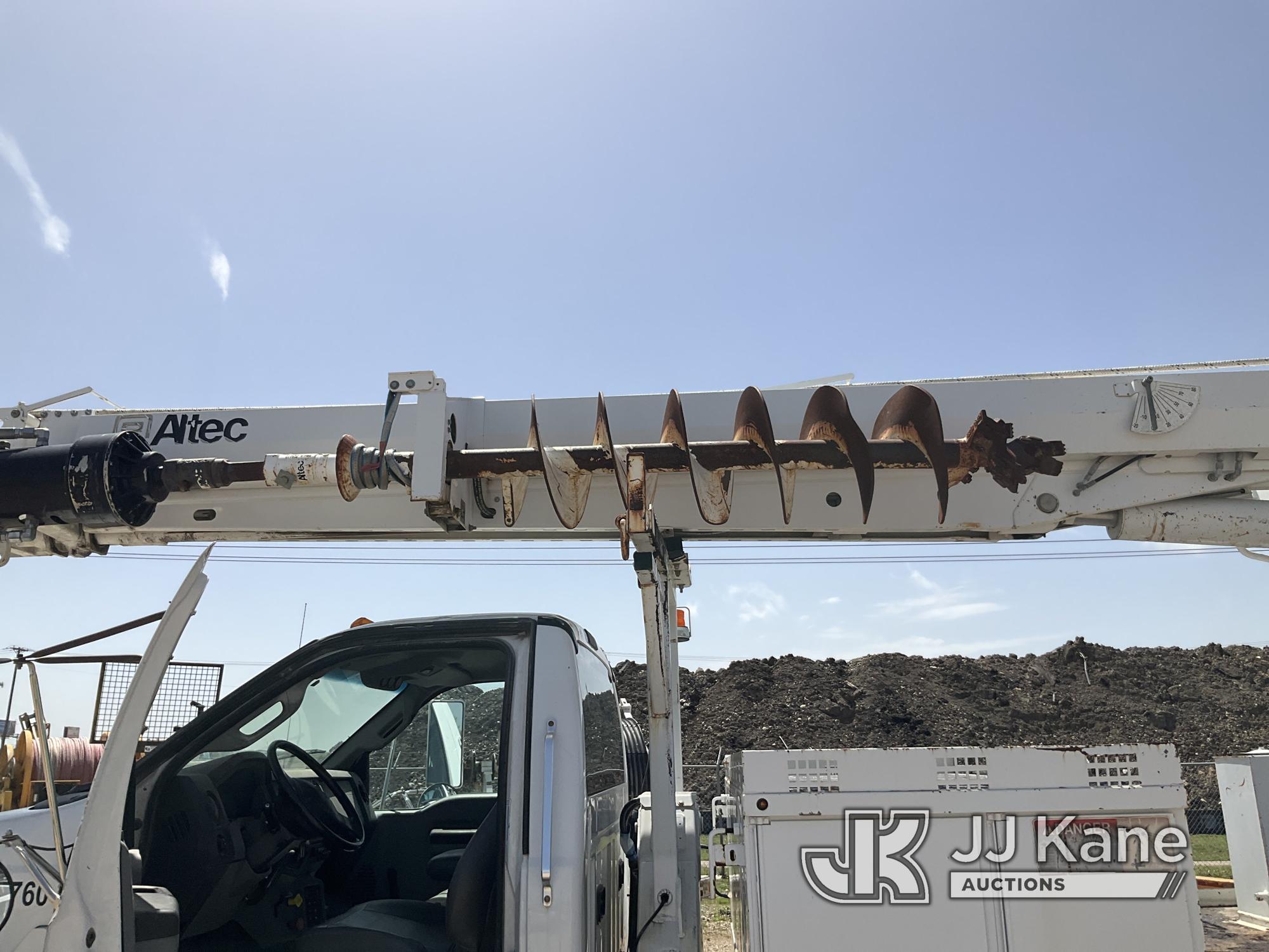 (Waxahachie, TX) Altec DC47-TR, Digger Derrick rear mounted on 2015 Ford F750 Flatbed/Utility Truck