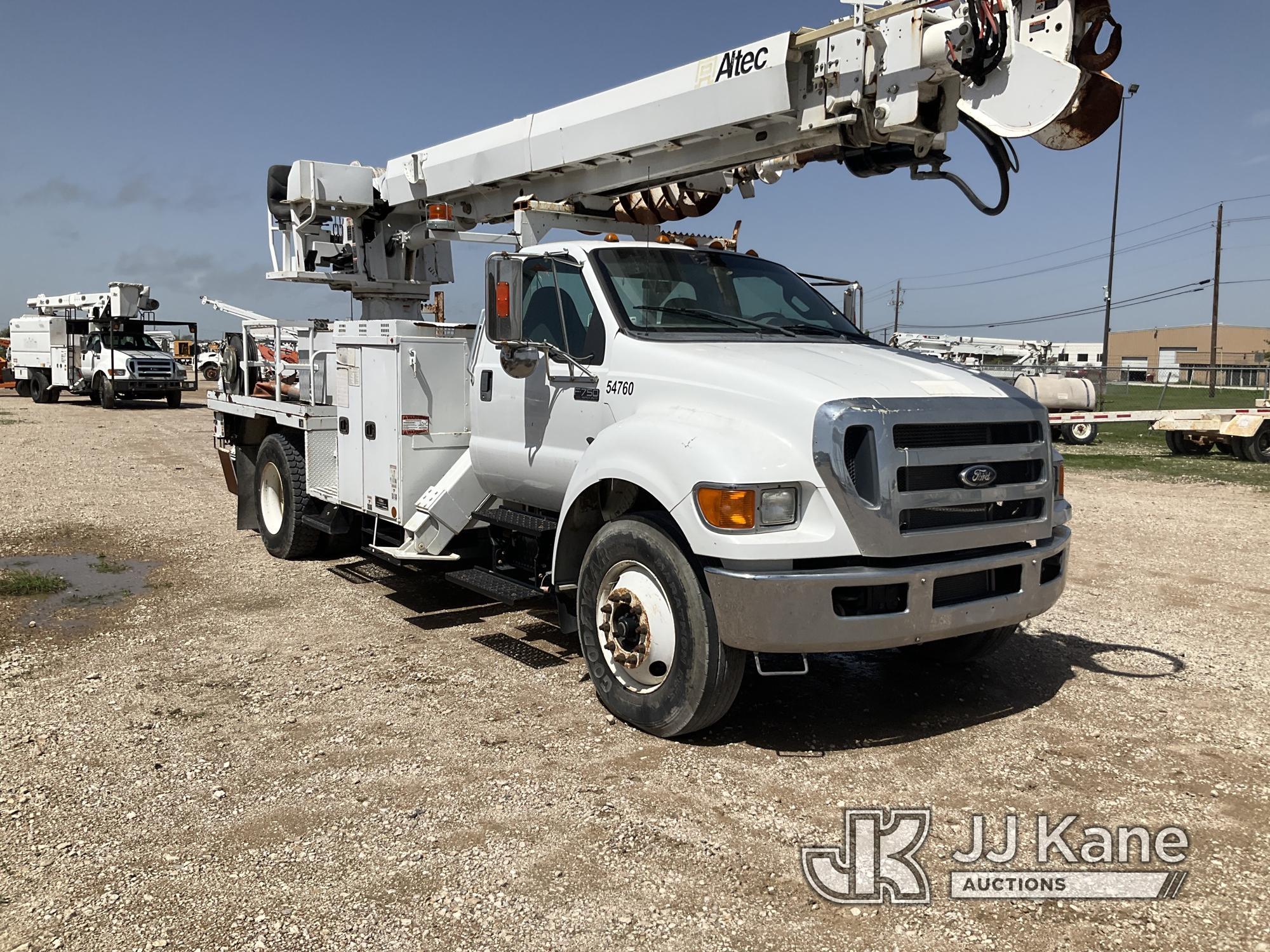 (Waxahachie, TX) Altec DC47-TR, Digger Derrick rear mounted on 2015 Ford F750 Flatbed/Utility Truck