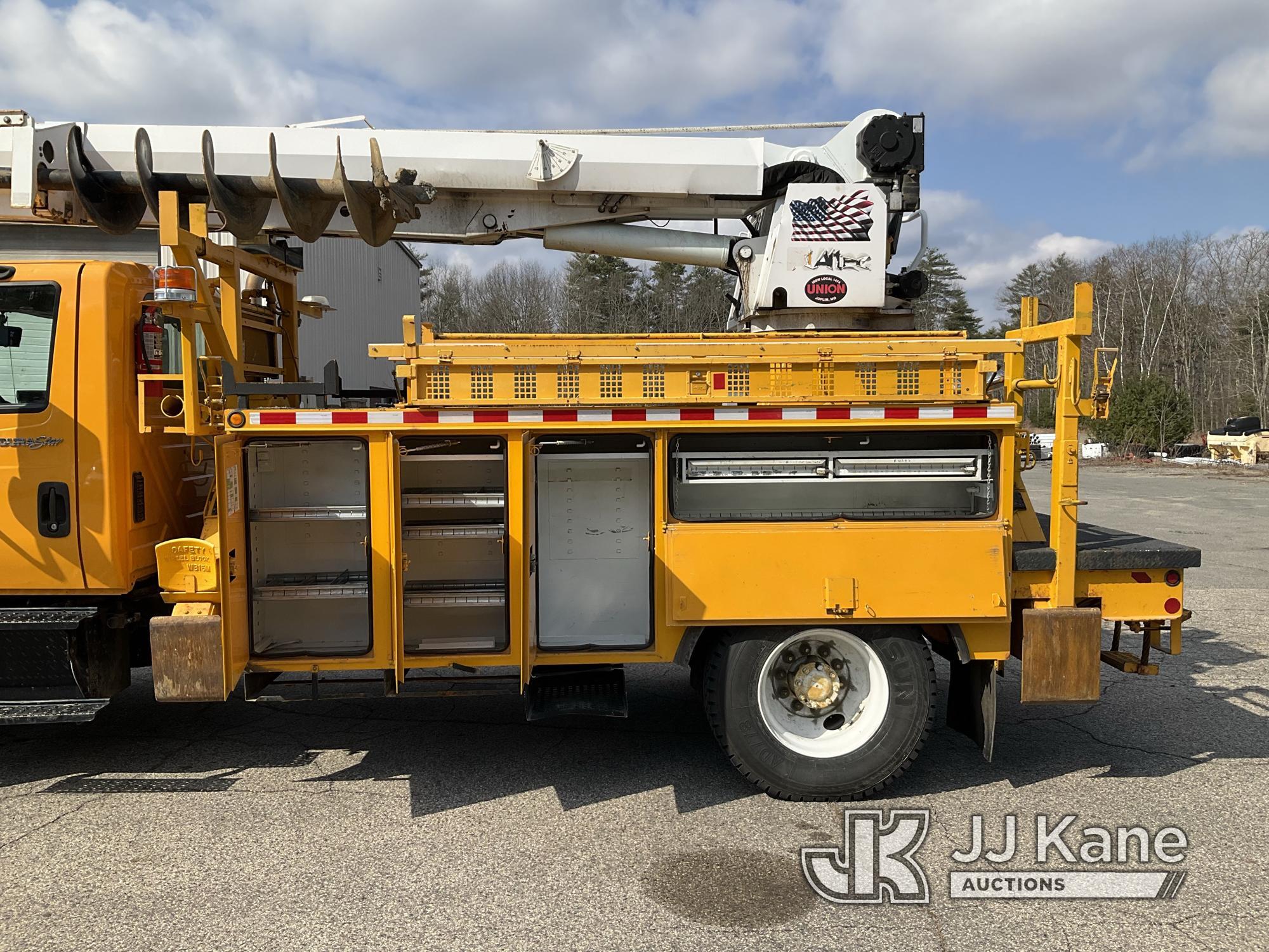 (Wells, ME) Altec DM47-TR, Digger Derrick rear mounted on 2010 International 4300 Utility Truck Runs