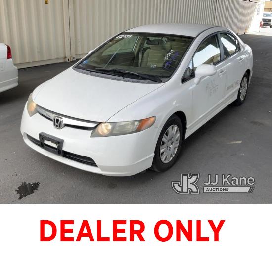 (Jurupa Valley, CA) 2007 HONDA CIVIC 4-Door Sedan Runs & Moves, CNG Tanks Expired In 2022