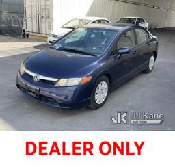 (Jurupa Valley, CA) 2007 HONDA CIVIC 4-Door Sedan Runs & Moves, CNG Tanks Expired In 2022