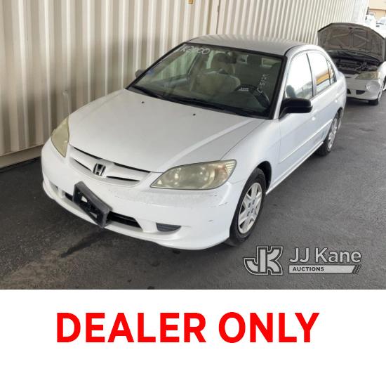 (Jurupa Valley, CA) 2005 HONDA CIVIC 4-Door Sedan Runs & Moves, CNG Tanks Expired In 2019