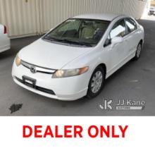 2006 HONDA CIVIC 4-Door Sedan Runs & Moves, CNG Tanks Expired In 2022