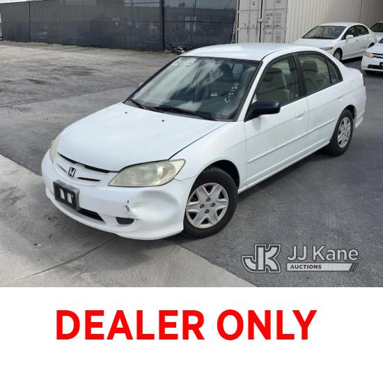 (Jurupa Valley, CA) 2005 HONDA CIVIC 4-Door Sedan Runs & Moves, CNG Tanks Expired In 2019, Paint Dam