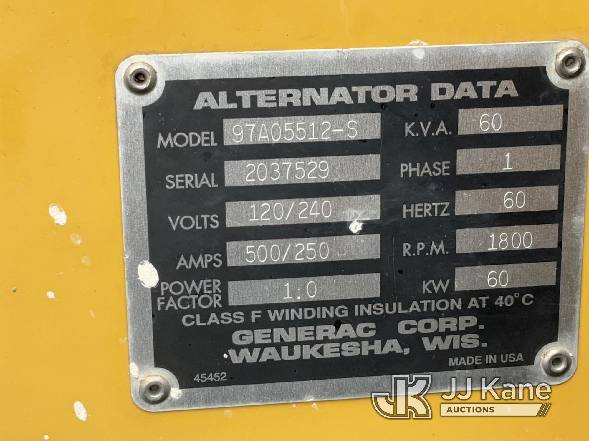 (Salt Lake City, UT) 1997 Olympian 60 KVA Generator Running when taken out of service