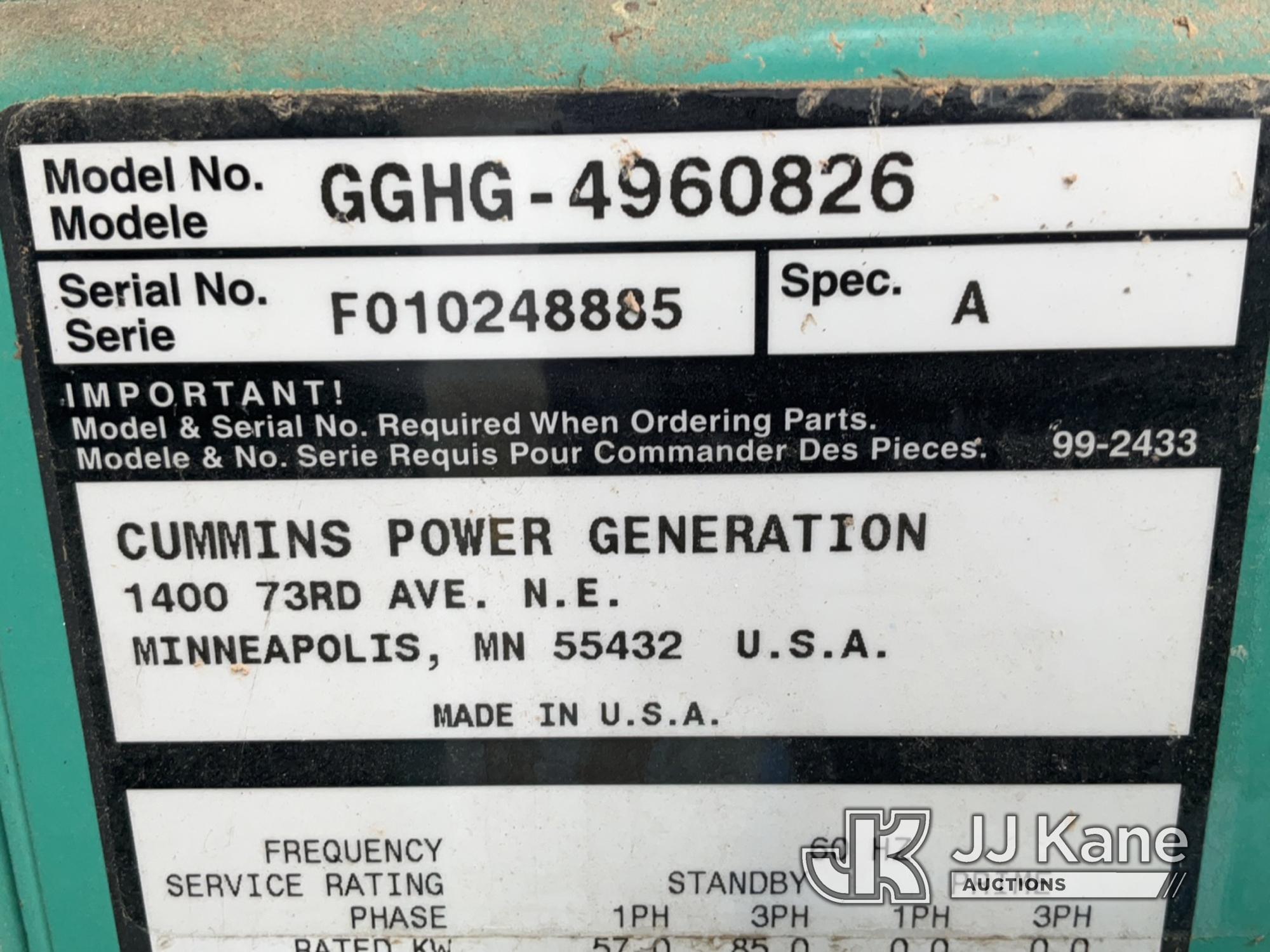 (Salt Lake City, UT) Onan 57 KVA Generator Running when taken out of service