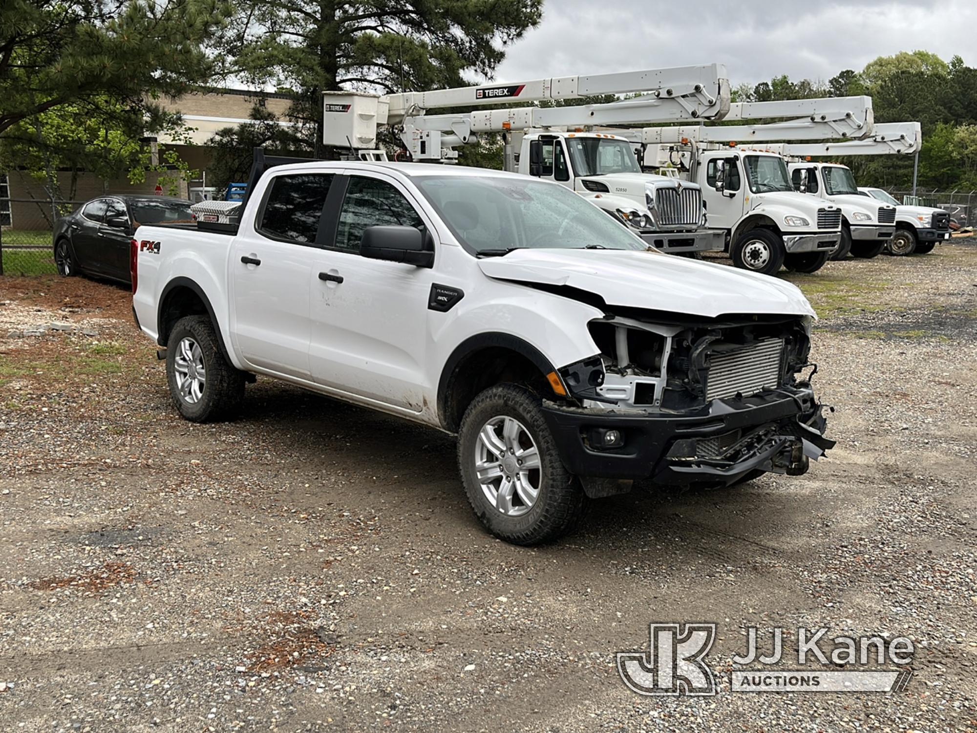 (Charlotte, NC) 2021 Ford Ranger 4x4 Crew-Cab Pickup Truck Runs & Moves) (Wrecked, Not Drivable, Che