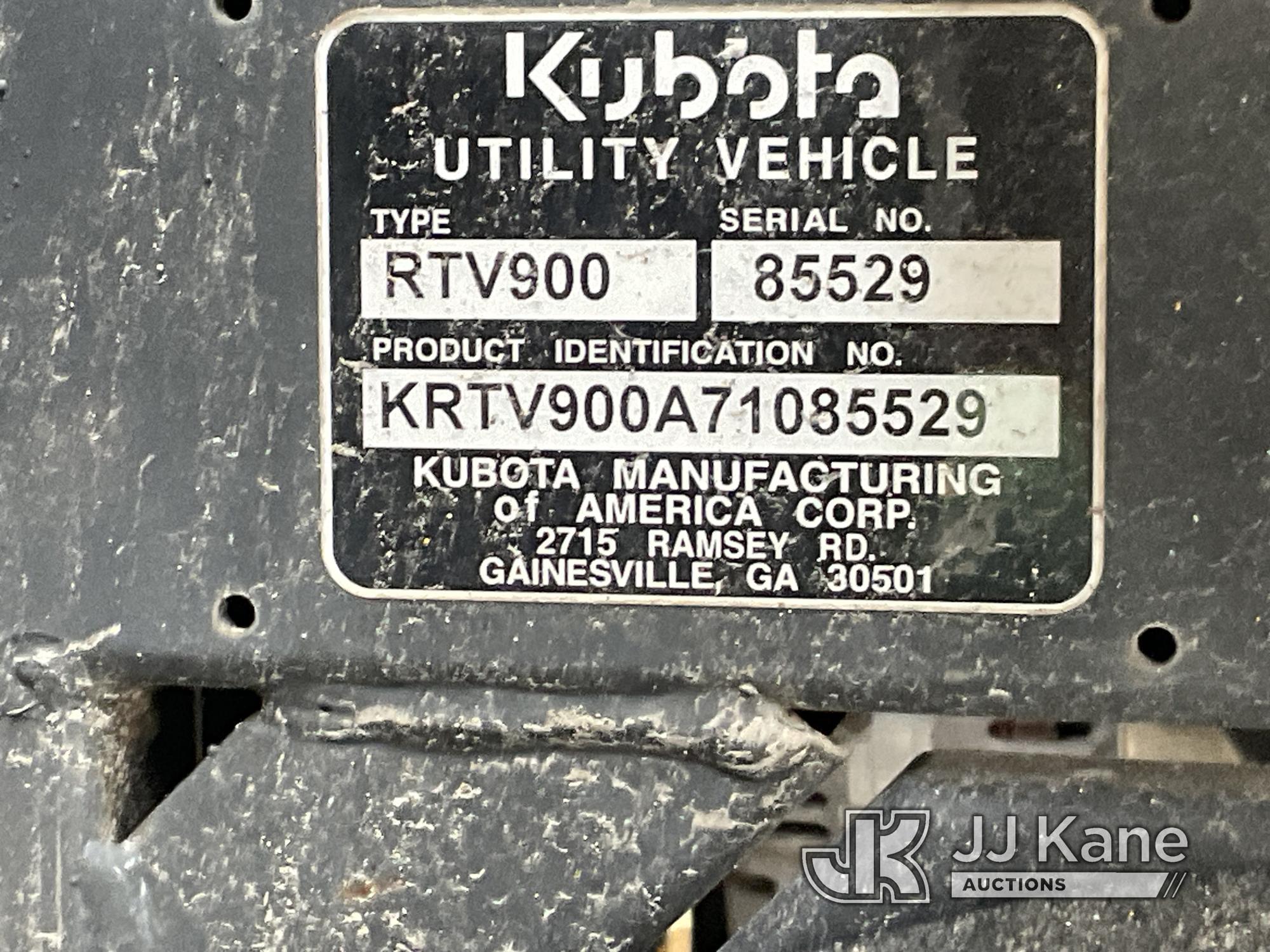 (Verona, KY) 2008 Kubota RTV900 4x4 Utility Cart No Title) (Not Running, Condition Unknown, Cranks,