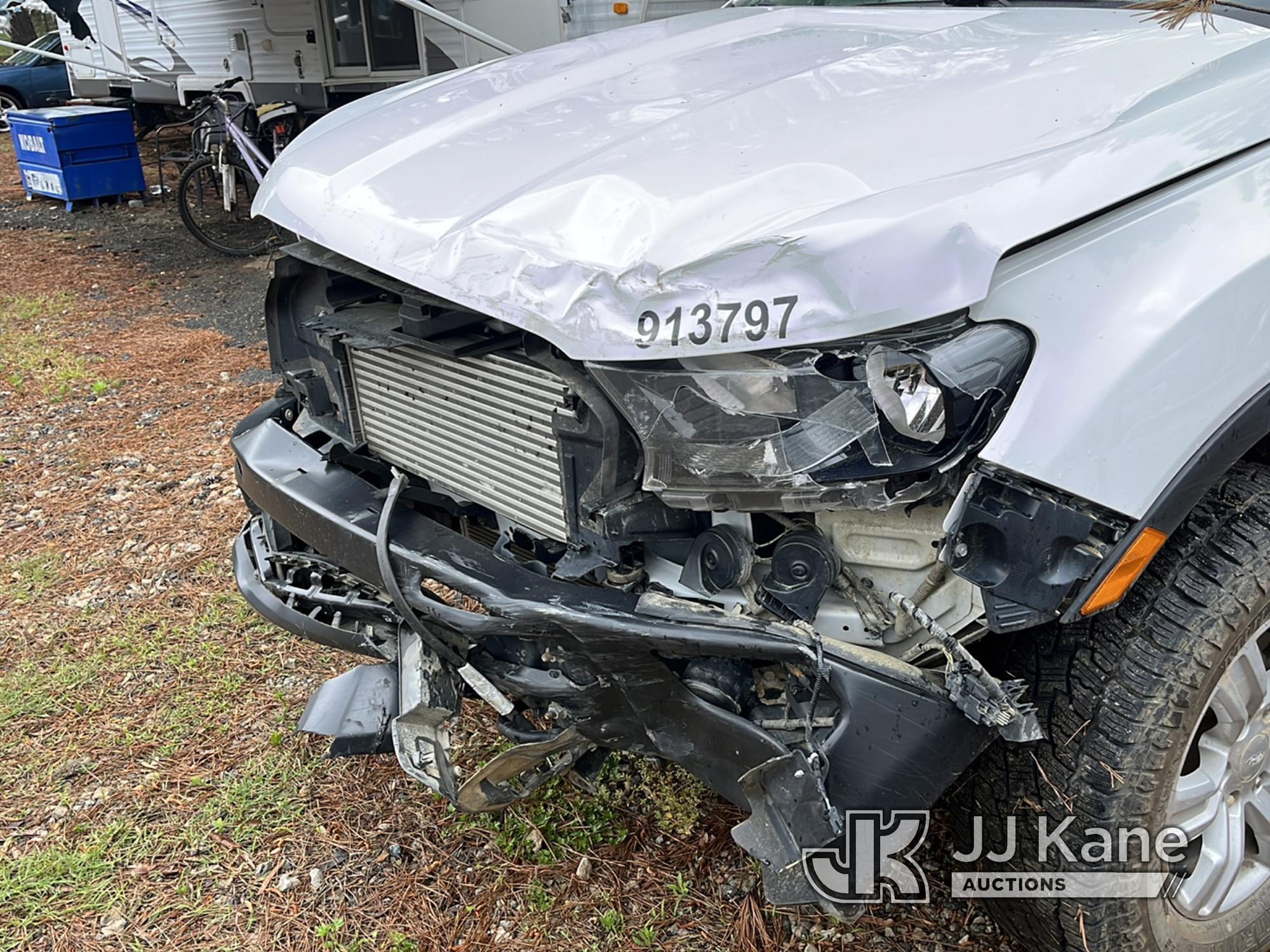 (Charlotte, NC) 2021 Ford Ranger 4x4 Crew-Cab Pickup Truck Runs & Moves) (Wrecked, Not Drivable, Che