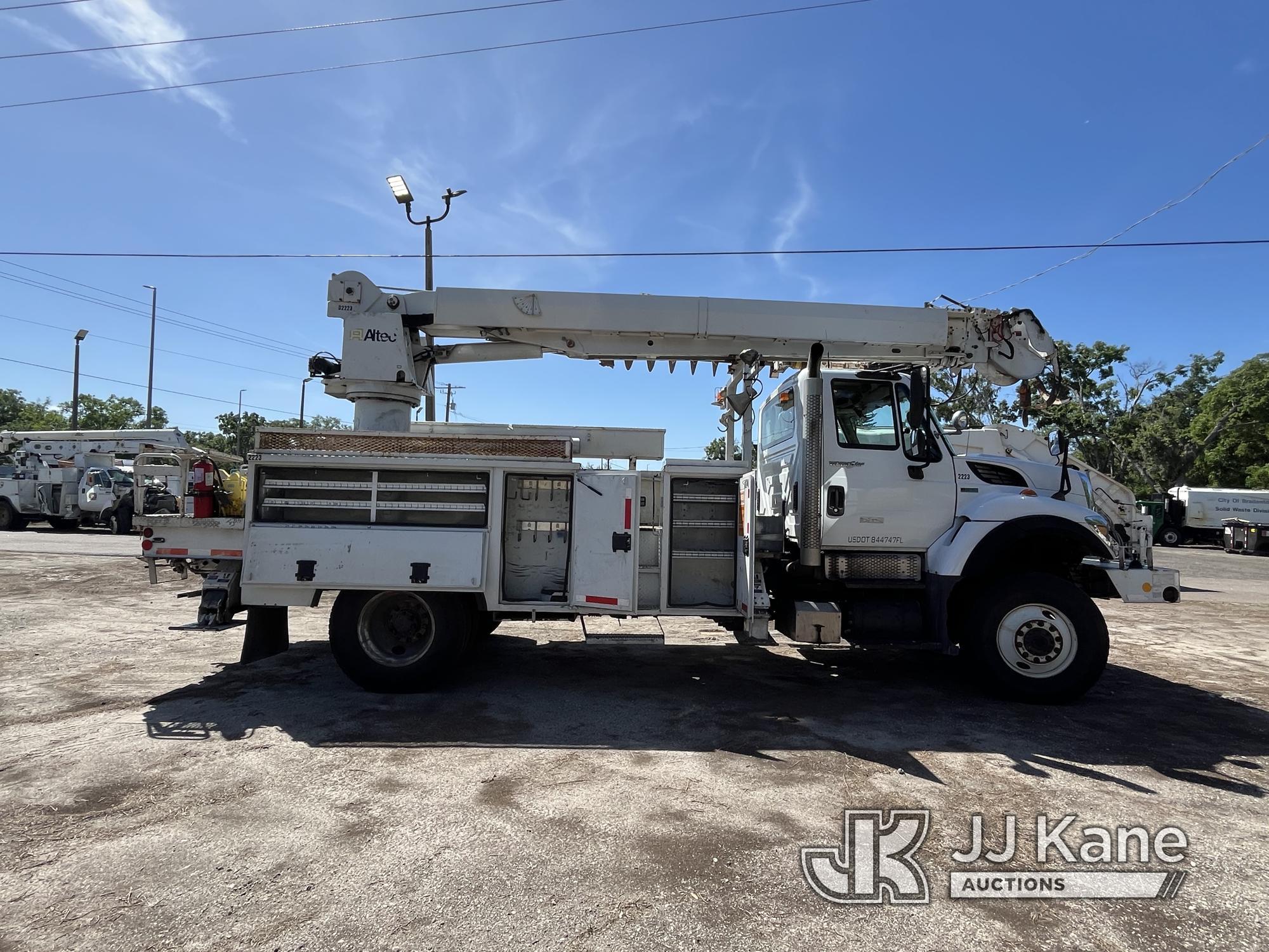 (Tampa, FL) Altec DM47-TR, Digger Derrick rear mounted on 2013 International 7300 4x4 Utility Truck,