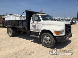 (Houston, TX) 1997 Ford F800 Flatbed/Dump Truck Runs & Moves, PTO Engages) (Dump Bed Inoperable, Con