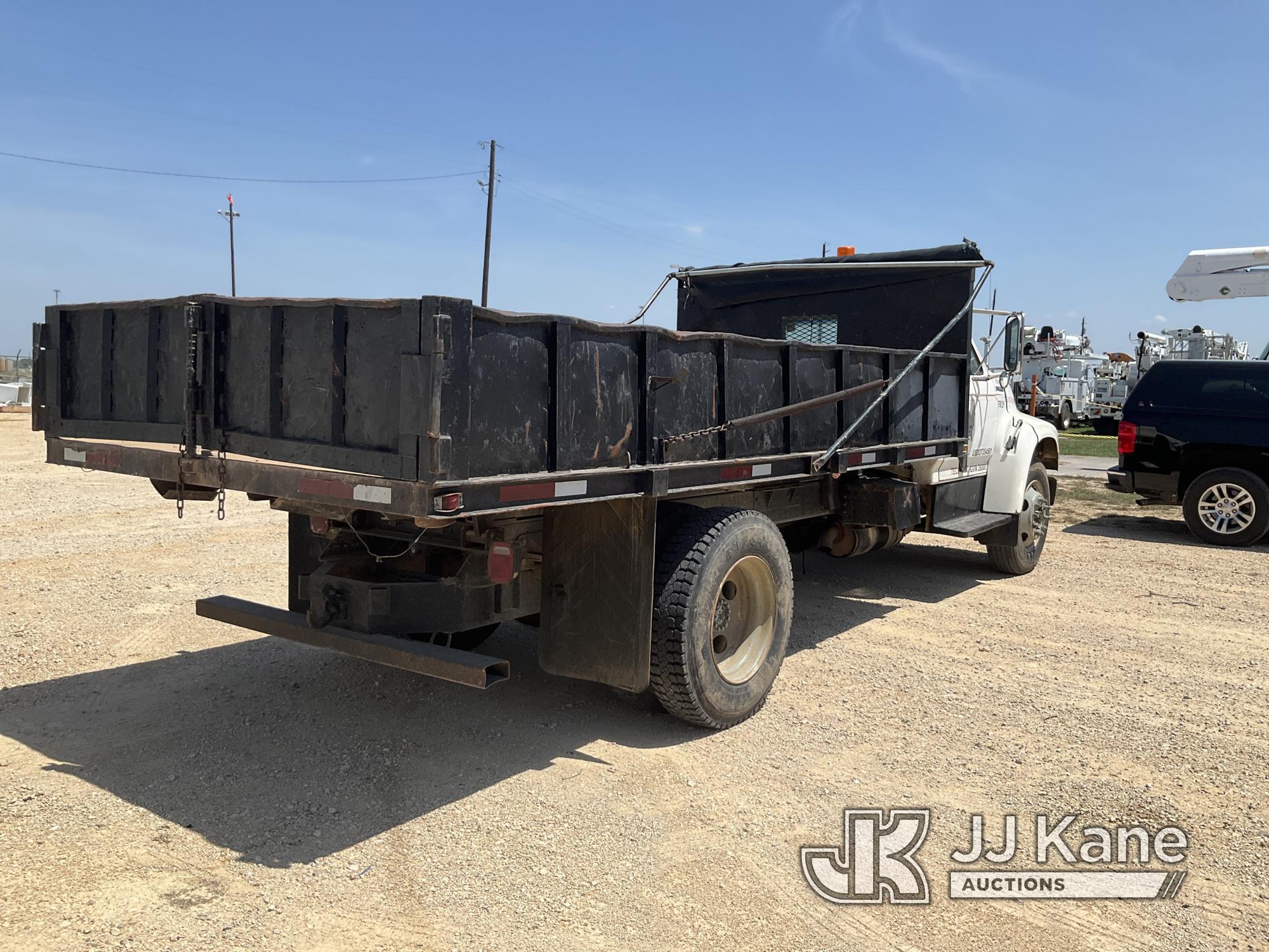 (Houston, TX) 1997 Ford F800 Flatbed/Dump Truck Runs & Moves, PTO Engages) (Dump Bed Inoperable, Con