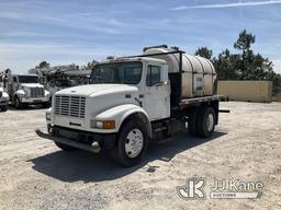 (Villa Rica, GA) 1999 International 4700 Flatbed Truck Runs, Moves & PTO Engages) (Body Damage, Wind