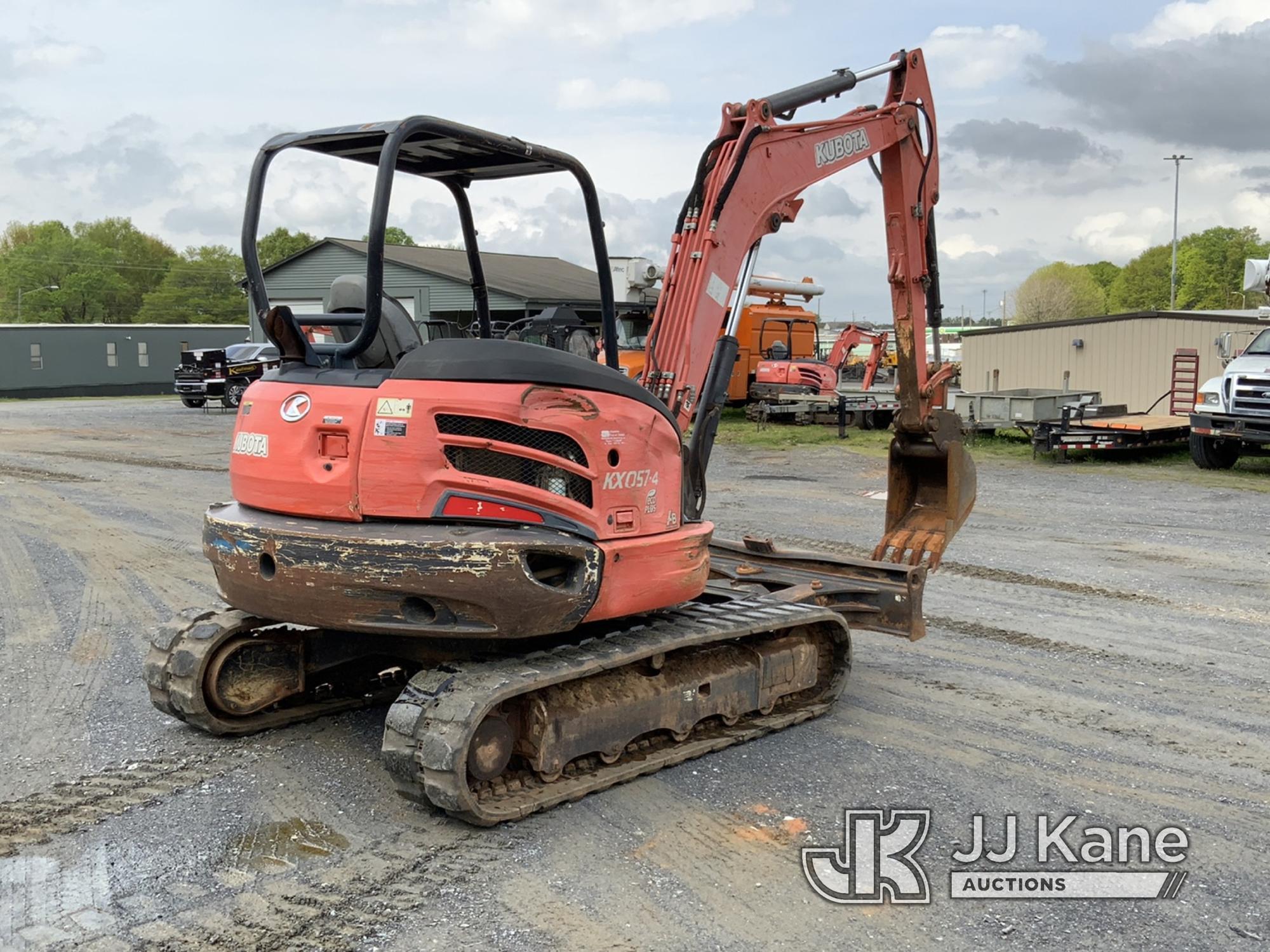 (Shelby, NC) 2014 Kubota KX057-4R1A Mini Hydraulic Excavator Runs, Moves, Operates