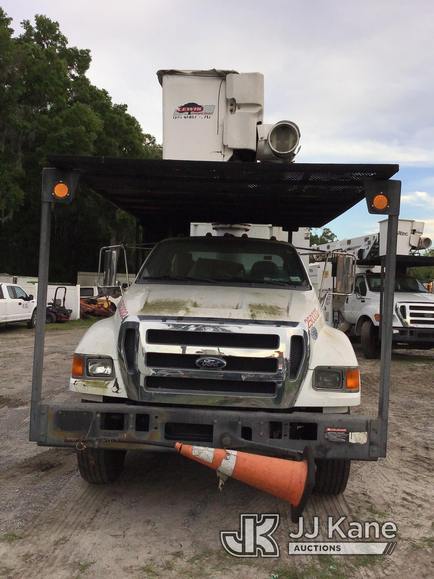 (Ocala, FL) Altec LR756, Over-Center Bucket Truck mounted behind cab on 2015 Ford F750 Chipper Dump