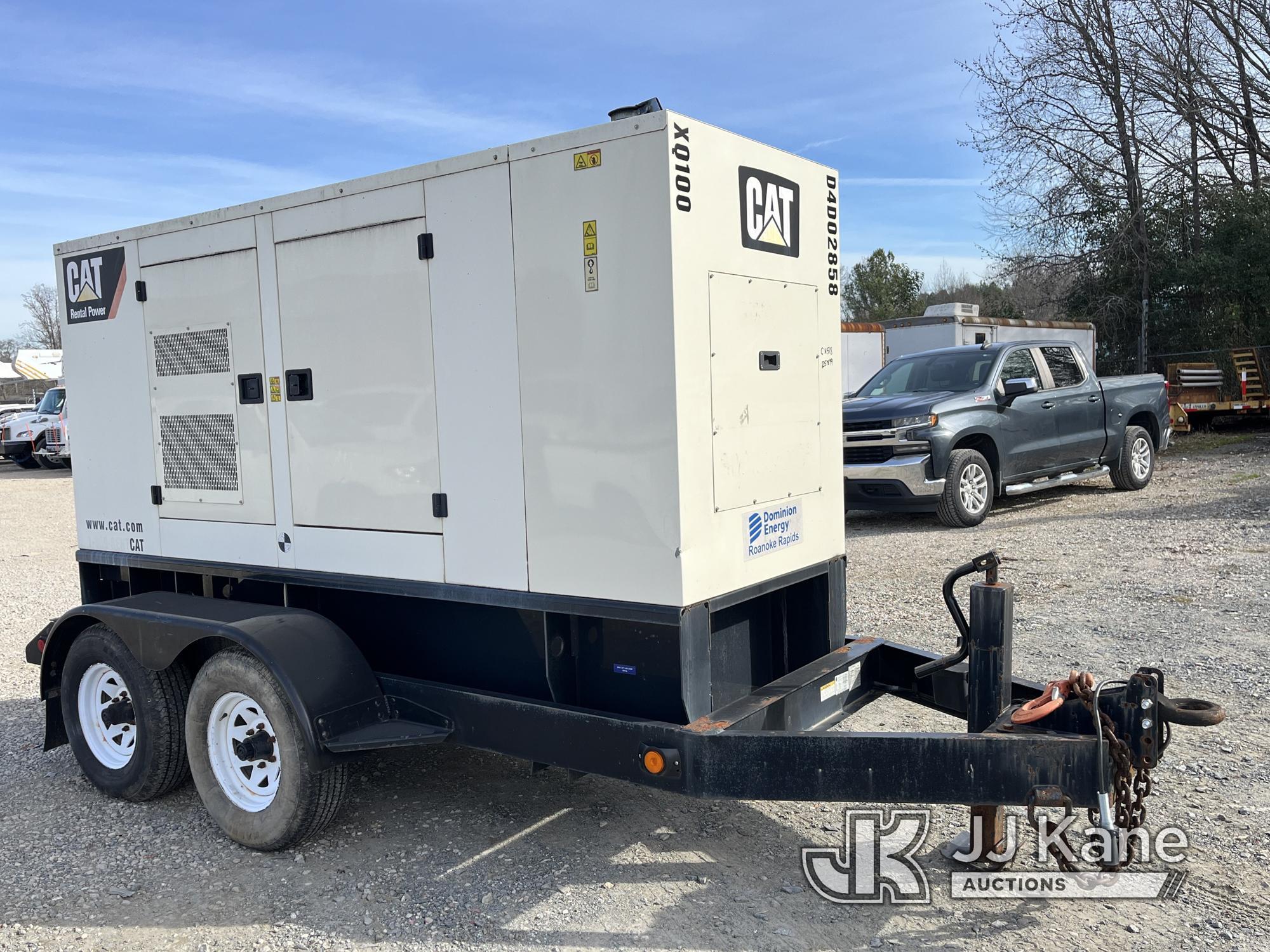 (Charlotte, NC) 2013 Cat XQ100-6, 90KW Generator, T/A trailer mtd Runs & Operates) (No Title