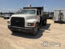 1997 Ford F800 Flatbed/Dump Truck Runs & Moves, PTO Engages) (Dump Bed Inoperable, Condition Unknown