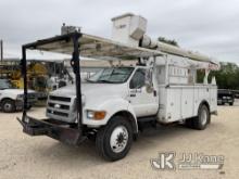 (San Antonio, TX) Altec AA755L-MH, Bucket mounted behind cab on 2007 Ford F750 Utility Truck Runs &