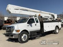 (Des Moines, IA) Altec AA55E, Bucket Truck rear mounted on 2009 Ford F750 Utility Truck Runs, Moves)