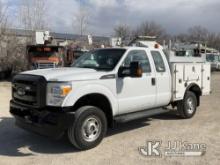 2013 Ford F350 4x4 Extended-Cab Service Truck Runs & Moves) (Idles Rough, Check Engine Light On