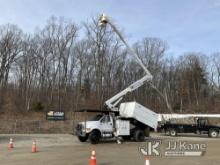 Altec LR756, Over-Center Bucket Truck mounted behind cab on 2013 Ford F750 Chipper Dump Truck Runs, 