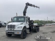 Hiab XS B-3 122, Knuckleboom Crane mounted behind cab on 2014 Freightliner M2106 T/A Flatbed Truck N