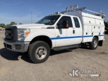 2013 Ford F350 4x4 Extended-Cab Enclosed Service Truck Runs & Moves, Body & Rust Damage