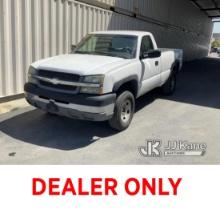 2003 Chevrolet Silverado Pickup Truck Runs & Moves,Missing Tail Lights, Paint Damage