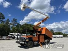 Altec LR756, Over-Center Bucket Truck mounted behind cab on 2013 Ford F750 Chipper Dump Truck Runs, 