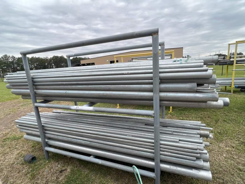 ASSTD SIZE COATED AND UNCOATED GALVANIZED PIPE W/ 2.5'X6'X6' METAL PIPE STAND