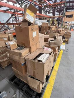 PALLET OF ASSORTED  EXIT SIGNS AND LIGHTS; LIGHTING FIXTURES; AND MISCELLANEOUS ELECTRICAL PARTS