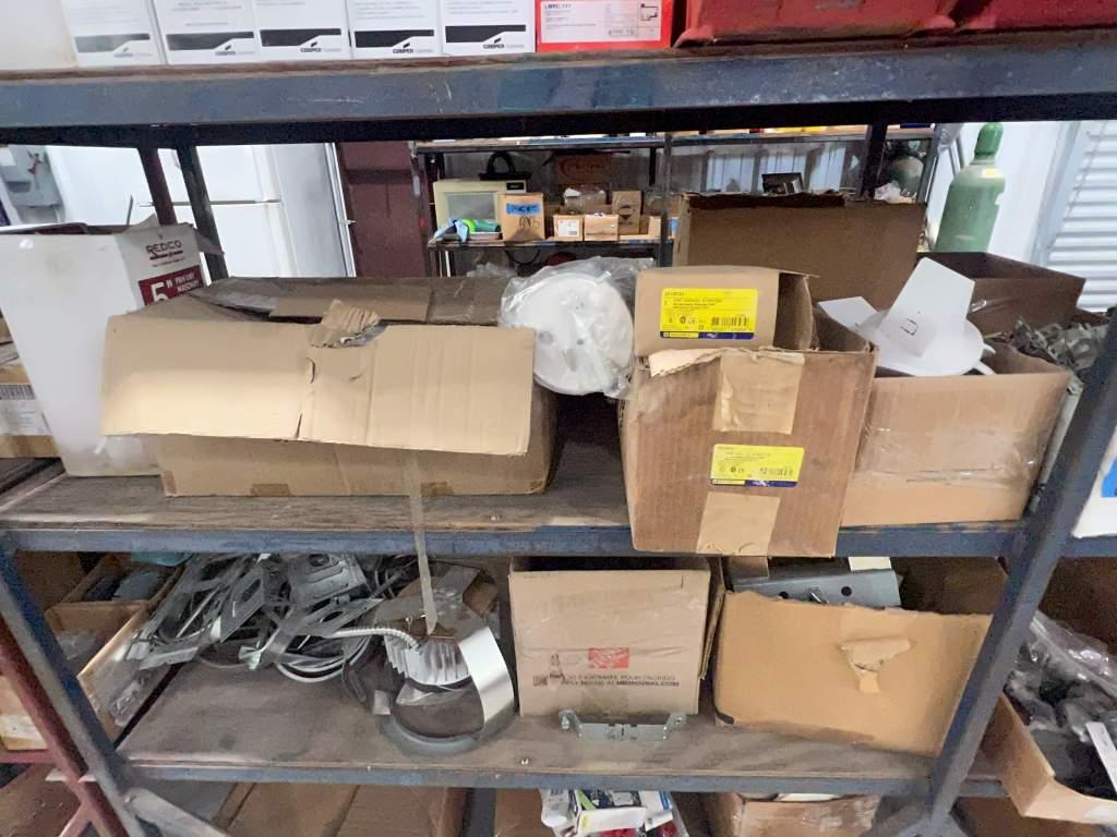METAL SHELF AND CONTENTS INCLUDING CONDUIT; FLEX CONNECTORS; ASSORTED CONDUIT FITTINGS; ASSORTED MOU