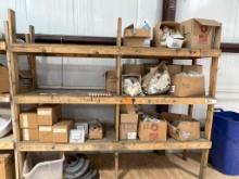 ASSORTED WOODFORD BOX HYRDRANTS & CPVC FITTINGS W/ WOOD SHELF