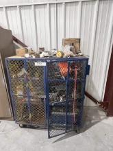 METAL CAGE W/ ASSORTED TOOLS; DRILL BITS; ROTO ZIP; MISC. ELECTRICAL PARTS