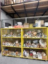 ROLLING METAL CAGE W/ ASSORTED FASTNERS; WASHERS; PULL ROPE & MISC; ELECTRICAL PARTS