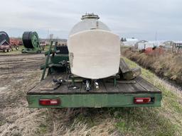 NURSE TANK, 1200-GALLON STAINLESS STEEL TANK ON 4-AXLE TRAILER