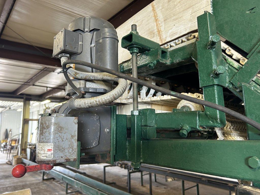 INCLINE CONVEYOR, APPROX. 12' X 29-1/2'', PLASTIC BELT, DROPS ONTO A 2-1/2' X 2' WIDE 2-WAY BELT, DA